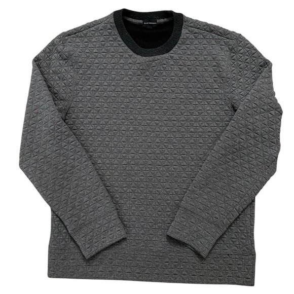 Club Monaco Sweatshirt Mens L Pullover Crewneck Quilted Textured Stretch Gray - Picture 1 of 7